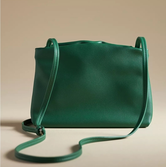 Anthropologie Handbags - Anthropologie Cinched Faux-Leather Clutch & Crossbody in Kelly Green NWT